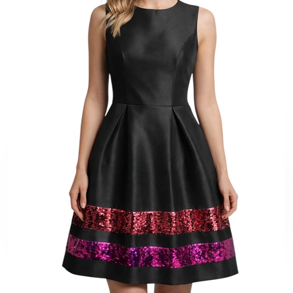 Sachin + Babi Dresses & Skirts - Sachin & Babi Sila Black A-Line Sateen Sequin Cocktail Formal Event Dress